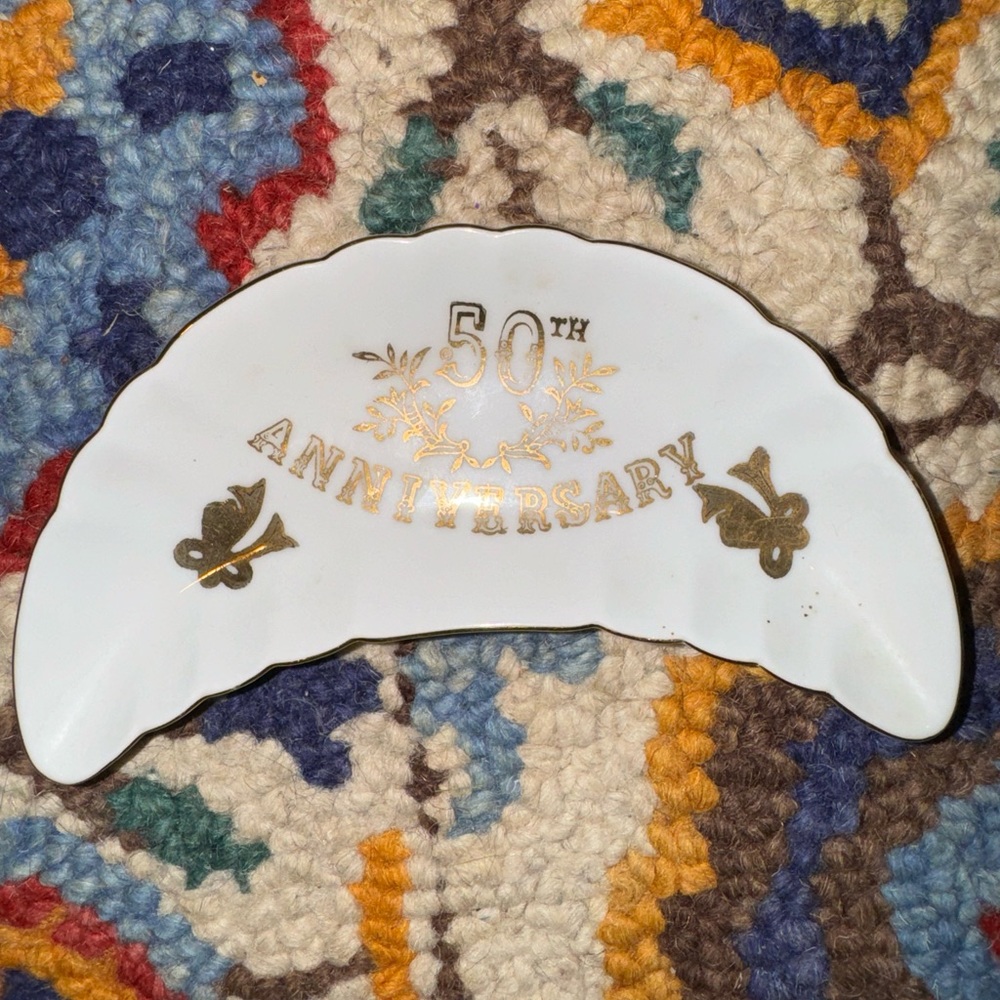 Vintage Lefton Anniversary Bone Dish